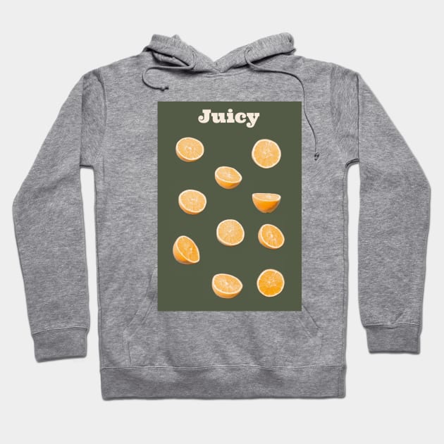 Juicy orange fruit pattern for fresh summer vibes - modern figurative art - green background Hoodie by punderful_day
